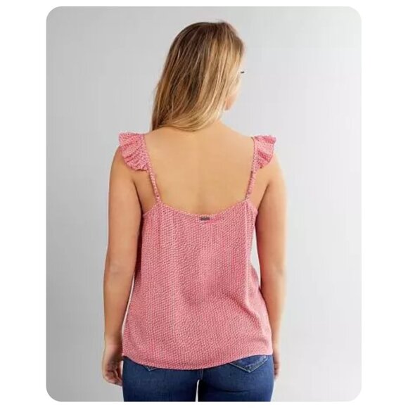 * Billabong Main Squeeze Ruffle Tank Pink Coral Kiss Top sz M - Picture 3 of 8